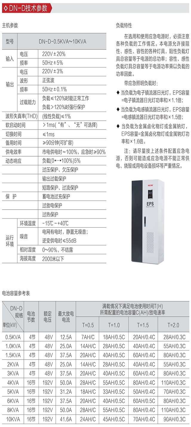 迪能EPS电源DN-D系列消防应急灯具专用应用电源