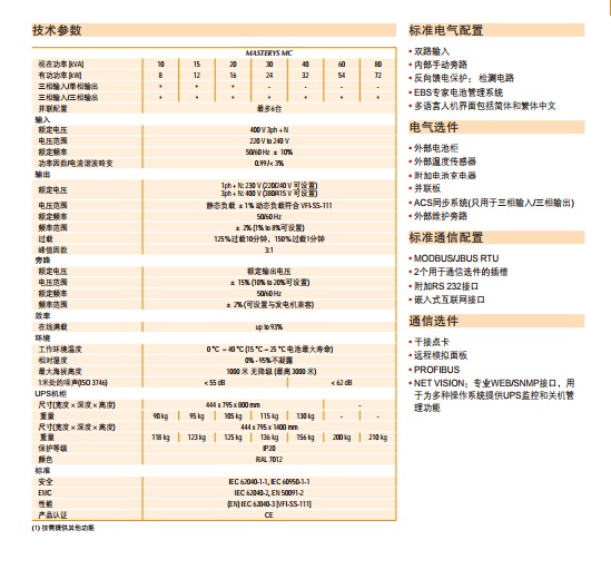 索克曼UPS电源Masterys MC 10-80KVA UPS电源SOCOMEC