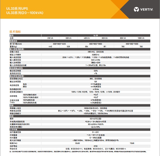 维谛UPS电源UL33系列Vertiv