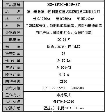 恒生应急照明集中电源【HS-ZFJC-E2W-ST 双头灯】集中供电集中控制型消防照明灯