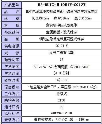 恒生应急照明集中电源【HS-BLJC-Ⅱ1OE1W-CG12Y 单面出口带语音】集中供电集中控制型