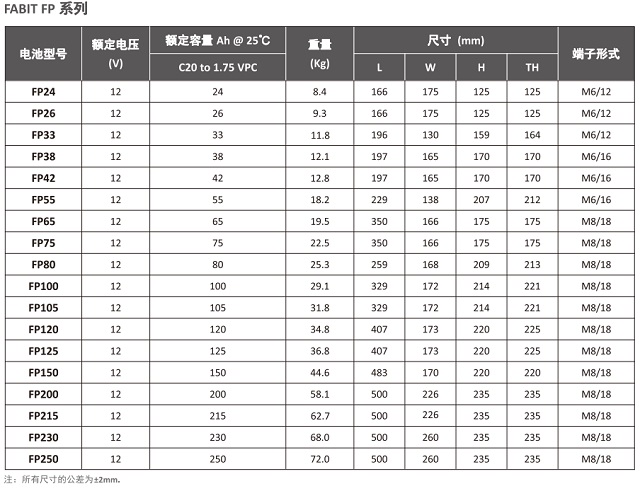 菲意特蓄电池FP系列