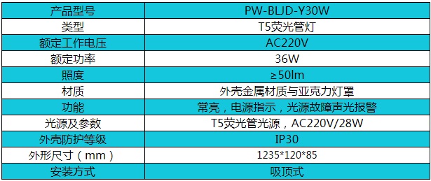 帕沃智能疏散PW-ZLJD-Y30W型T5荧光管灯