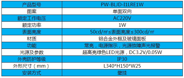 帕沃智能疏散PW-BLJD-I1LRE1W型单面标志灯