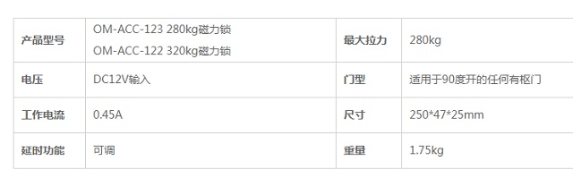 迈世机房动力环境监控磁力锁OM-ACC-123