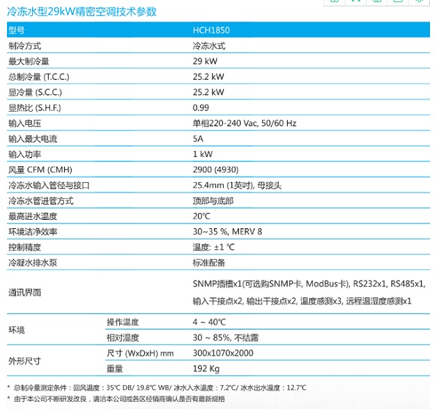 台达机房精密空调冷冻水型29kW