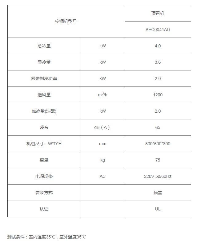 黑盾EC-AD系列交流顶装一体空调(储能集装箱专用)