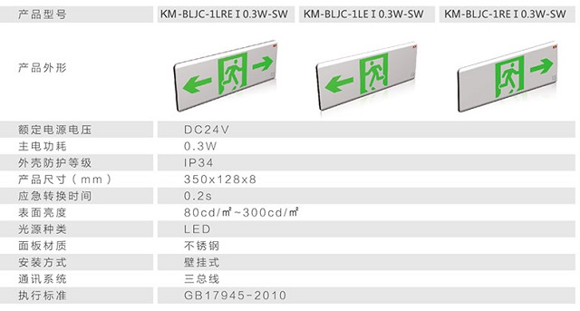 柯曼集中电源集中控制型消防应急标志灯具一方向