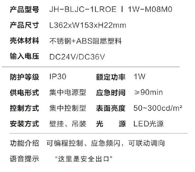 金弘集中电源集中控制型消防应急标志灯具 M08M0(语音安全出口)